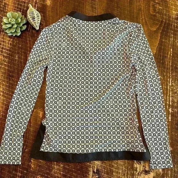 Tory Burch | Cream & Brown Print Scoop Neck Blouse, 100% Silk Shell - Picture 6 of 6